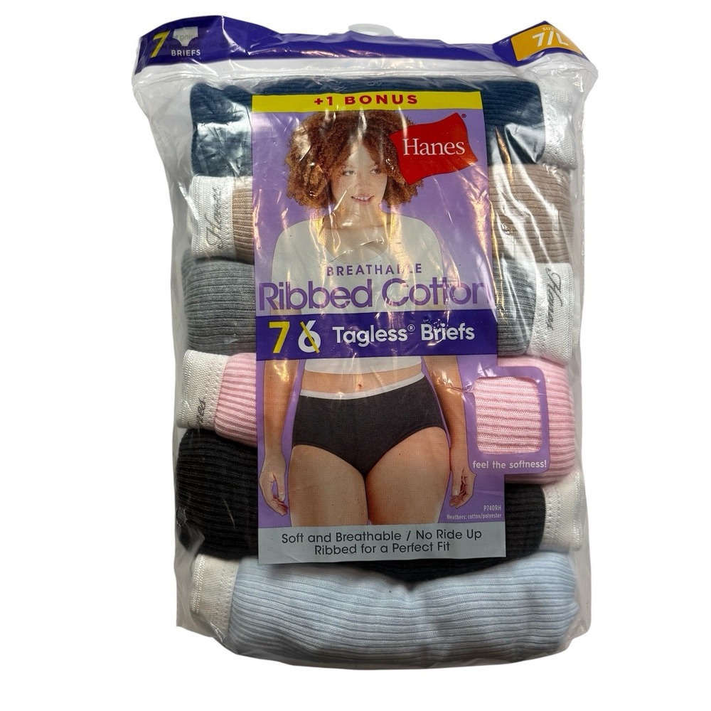 Hanes Womens L Cotton Briefs Underwear 7 Pack Soft Everyday Comfort New - Picture 7 of 7
